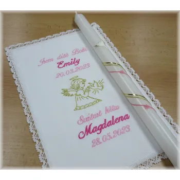 Křestní sada 2D rouška, svíce - vzor 33 andílek