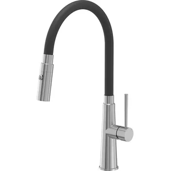 Vodovodní baterie Quadron Gina kuchyňská baterie stojící ušlechtilá ocel-černá 3922505_BSBL