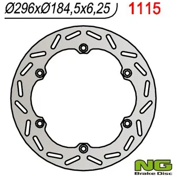 Motodíl NG přední brzdový kotouč/zadní HONDA GL 1500 GOLD WING 88-00, ST 1100 96-01 (ABS) (296X184X6,3) (6X10,5mm) (NG přední brzdový kotouč/zadní HONDA GL 1500 GOLD WING 88-00, ST 1100 96-01 (ABS) (296X184X6,3) (6X10,5mm))