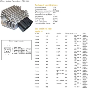 Elektroinstalace pro motocykl DZE regulátor napětí HONDA TRX 350FE/FM/TE/TM 00-06; TRX 400FW 95-03; TRX 450 FOREMAN 98-14 (ESR583) (31600-HN5-671) (35A) (DZE regulátor napětí HONDA TRX 350FE/FM/TE/TM 00-06; TRX 400FW 95-03; TRX 450 FOREMAN 98-14 (ESR583) (31600-HN5-671) (35A))