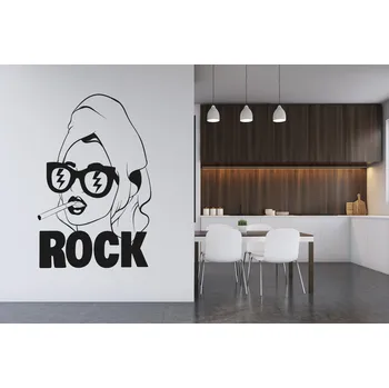 Samolepící dekorace Lepy.cz Samolepka na zeď Žena - Rock Velikost (šířka x výška): 75x115cm, Barevná varianta: Světle šedivá