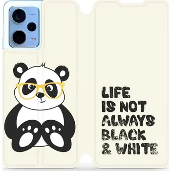 Pouzdro na mobilní telefon Flipové pouzdro Mobiwear - Xiaomi Redmi Note 12 5G - M041S Panda - life is not (Knížkové flip pouzdro, obal, kryt na mobil Xiaomi Redmi Note 12 5G - M041S Panda - life is not, materiál Umělá kůže + TPU - ochrana 360°, stojánek, silikonová vanička,)