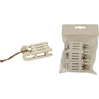 Vánoční ozdoba MOREX, s.r.o. Dekorace k zavěšení - sáňky se třpytkami, 3 ks