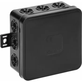Elektrická zásuvka Orno Box n/t CLICK, IP54, 12 průchodek, 85x85x41mm, černá, OR-JB-13803/B