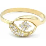 Zlatý prsten kytička v ozdobě se zirkony 1,25g