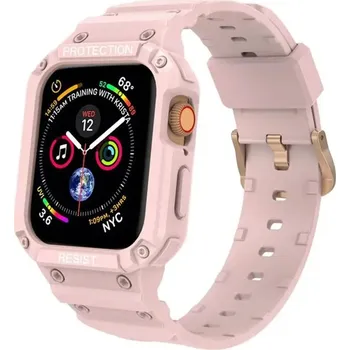 Příslušenství k chytrým hodinkám Silikonový řemínek se silikonovým krytem pro Apple Watch 38/40/41mm Barva: Růžová