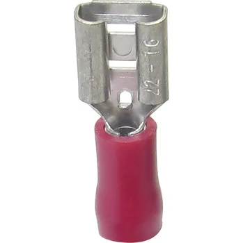 TRU COMPONENTS 1583080 faston zásuvka Šířka zástrčky: 6.30 mm Tloušťka konektoru: 0.80 mm 180 ° částečná izolace červená 1 ks