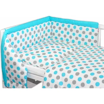 Příslušenství pro dětskou postel a kolébku Souprava do postýlky 3-díl bavlna - PUNTÍKY BABY s tyrkysovou 135x100 - BabyNellys