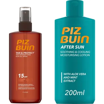 Přípravek na opalování Piz Buin Set I: - Sprej SPF 15 150 ml + mléko po opalování 200 ml Dárková sada