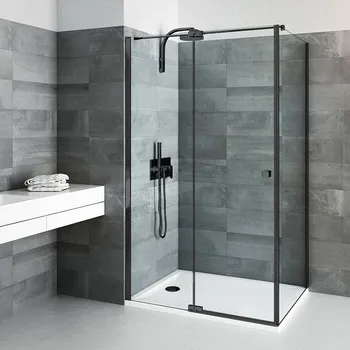 Roth BI PF2+BI FXP Čtvercový sprchový kout 80 cm, otevírací, Černý elox / Transparentní, BI PF2/800_BI FXP/800_Black