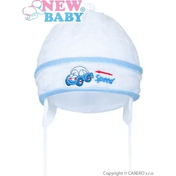 Kojenecká čepice Čepice kojenecká pletenina - SPEED bílá s modrou - vel.74