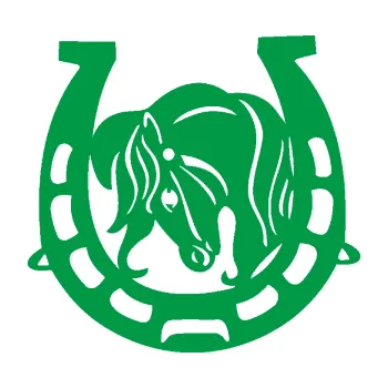 Samolepící dekorace Koňská podkova 004 levá s koníkem (12 - zelená) SAMOLEPKA NA AUTO, NÁLEPKA, FÓLIE, POLEP, TUNING, VLASTNÍ TEXT, TISK, AUTOSAMOLEPKY.cz, POLEPY, OBRÁZEK, LOGO, 3D STICKERS