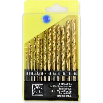 Vrták QiiM TP-101 vrtáky HSS na železo sada 13ks, 1,5-6,5mm (Sada vrtáků HSS | Vrtáky na železo | Vrtáky na kov | Sada vrtáků 13 ks | Vrtáky QiiM | Vrtáky 1,5-6,5 mm | Nástroje pro kov | Dílenské nářadí | Vrtání do kovu)
