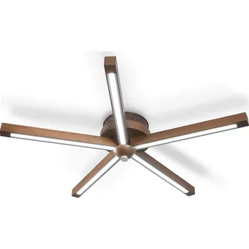 Light for home - Dřevěný LED lustr přisazený ke stropu 40705 " Star", LED 56 W Max 4000 K, hnědá, přirozený ořech