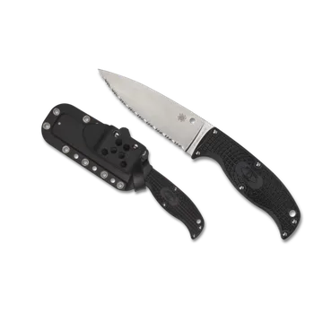Pracovní nůž Spyderco Enuff 2, pevný nůž s pouzdrem, zoubkované ostří FB31SBK2