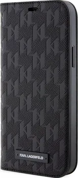 Pouzdro na mobilní telefon Karl Lagerfeld Saffiano Monogram Book pro Apple iPhone 12/12 Pro černé