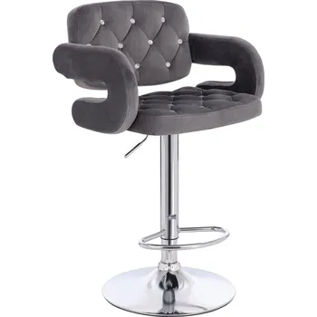 Barová židle Barová židle Ardal Diamonds velur šedé - na stříbrném talíři