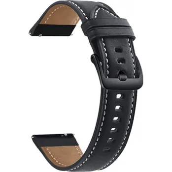 Příslušenství k chytrým hodinkám Kožený řemínek 20mm pro Samsung / Huawei / Xiaomi / Garmin Barva: Černá