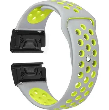 eses Silikonový dírkovaný řemínek pro Garmin - Šedo žlutý, QuickFit 26mm