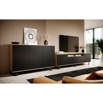 Obývací stěna Moderní obývací sestava Logan 2 - dub artisan / černá