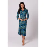 Vzorované košilové šaty značkové na knoflíky B259 - M Barva: Modrá, Velikost: M