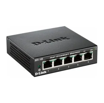 Počítačové příslušenství D-Link DES-105/E 5-port 10/100 Metal Housing Desktop Unmanaged Switch DES-105/E