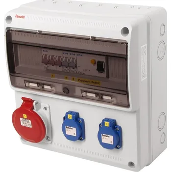 modulární přístroj a rozvaděč v594 - ZSF20001000.1 /3974 zásuvková skříň IP44 jištěná s chráničem 40/4/003, FAMATEL v594