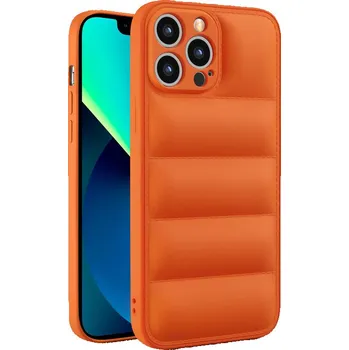 Pouzdro na mobilní telefon Puffy silikonový obal s polštářky a ochranou fotoaparátu iPhone 13 barevný Barva: Oranžová