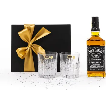 Sklenice BOHEMIA CRYSTAL Dárková souprava whisky Jack Daniel's 0.7l + 2ks. broušených sklenic 330ml