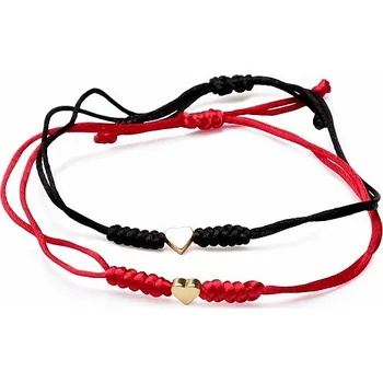 Náramek Nefertitis Sada dvou šňůrkových stahovacích náramků se srdíčky obvod cca 25 cm