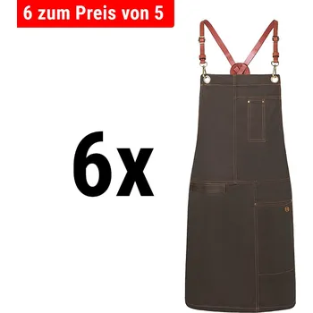 Lednice G.Gastro (6 pieces) KARLOWSKY | Urban Cross-Back Bib Apron – chocolate - leather straps - 68×80 cm