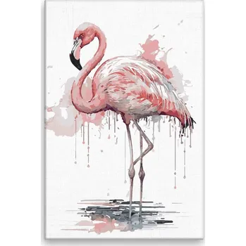 Dětské zboží Malování podle čísel - Plameňák 02 - 40x60 cm, bez dřevěného rámu - CZ výroba