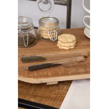 Dóza na potraviny Clayre & Eef Skleněná dóza/ zkumavka s korkovým víčkem - Ø 1*15 cm / 15 ml