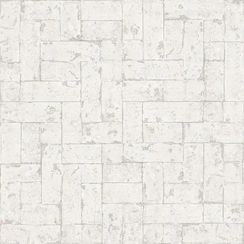 Tapeta Origin Šedobílá vliesová tapeta, imitace kamenného obkladu 347567, Matières - Stone, Origin, velikost 0,53 x 10,05 m