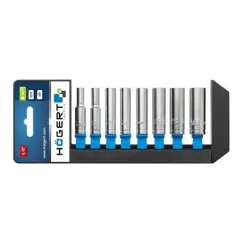 Gola hlavice Högert Sada šestihranných násadek 8 ks, 1/4”, dlouhé, CrV