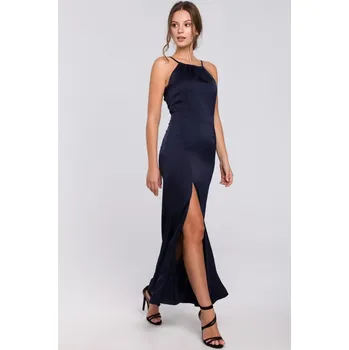 Dámské šaty Maxi šaty se zavazovacím výstřihem K042 Barva: Tmavě Modrá, Velikost: L