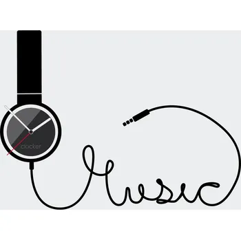 Samolepící dekorace Clocker Nalepovací hodiny Headphones Barva ciferníku: Černá