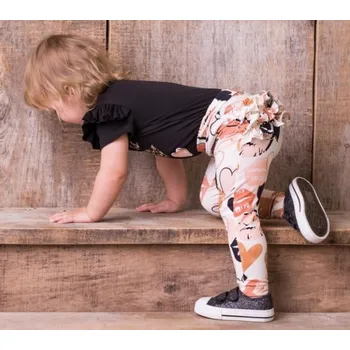 Dívčí legíny G-baby Bavlněné legíny s volánkem, Kiss - smetanové, Velikost koj. oblečení 68 (3-6m)