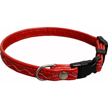 Obojek pro psa BAFPET Obojky zdobené STŘÍBRNOU VLNKOU Barva: Červená, Rozměr: 12mm x 20-35cm 03124V