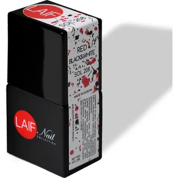 Umělé nehty Laif Gel lak třpytivý SOL - 208 Red, black and white 10 ml