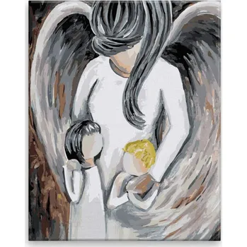 Malování podle čísel - Andělská maminka - 40x50 cm, bez dřevěného rámu - CZ výroba