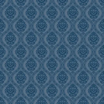 Tapeta York Modrá předklížená tapeta na zeď, damaškový vzor DM5030, Damask, York, velikost 0,52 x 10 m