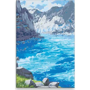 Dětské zboží Malování podle čísel - Chrám u divoké řeky - 40x60 cm, bez dřevěného rámu - CZ výroba