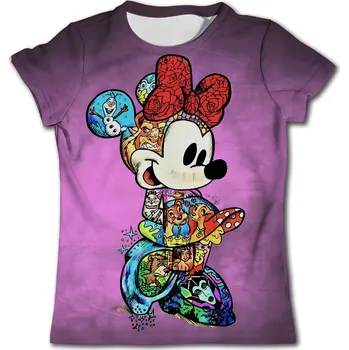 Dívčí tričko Barevná dívčí trika s krátkými rukávy - Minnie Mouse Varianta: fialové s Art Minnie, Velikost: 120 (6 let)