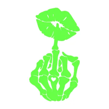 Samolepicí dekorace na vozidlo F*ck off polib mi pravá kostra a rty (71 - Fluorescentní zelená) SAMOLEPKA NA AUTO, NÁLEPKA, FÓLIE, POLEP, TUNING, VLASTNÍ TEXT, TISK, AUTOSAMOLEPKY.cz, POLEPY, OBRÁZEK, LOGO, 3D STICKERS