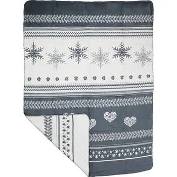 Přehoz na lůžko Deka s motivem vloček a srdíček - 130*180*3cm