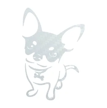 Samolepicí dekorace na vozidlo Pes 186 levá čivava (51 - 3D karbon bílý) SAMOLEPKA NA AUTO, NÁLEPKA, FÓLIE, POLEP, TUNING, VLASTNÍ TEXT, TISK, AUTOSAMOLEPKY.cz, POLEPY, OBRÁZEK, LOGO, 3D STICKERS