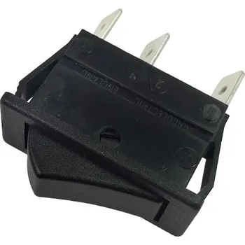 vypínač Přepínač kolébkový, jednopólový, černý, 250V AC/ 16A, ON-ON, FASTON