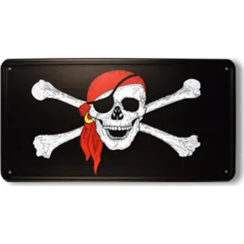 Plechová cedule Cedule plechová Promex Pirátská vlajka s šátkem - černá-bílá