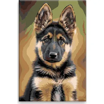 Dětské zboží Malování podle čísel - Štěně vlčáka - 40x60 cm, bez dřevěného rámu - CZ výroba
